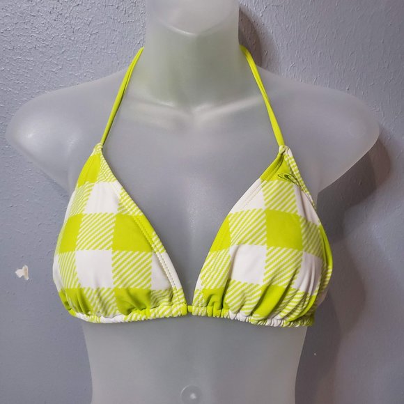 O'Neill Lime | Chartreuse Check Triangle Bikini Top, Lg - Picture 1 of 5